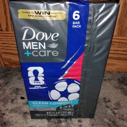 Dove Men+Care Clean Comfort Body and Face Bar Soap 6-pack. 
