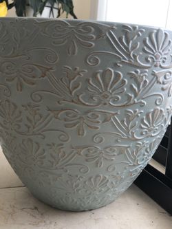 Light blue plastic Planter