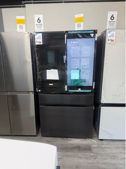 SAMSUNG BESPOKE MATTE BLACK FOUR DOOR REFRIGERATOR WITH AI FAMILY HUB + & AUTO OPEN DOORS 😍
