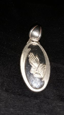 925 Sterling Silver Praying Hand Necklace Charm