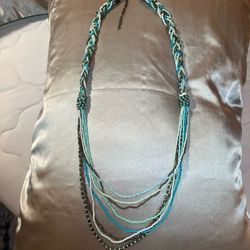 36" Vintage 8-strand Blue Seed Bead Necklace