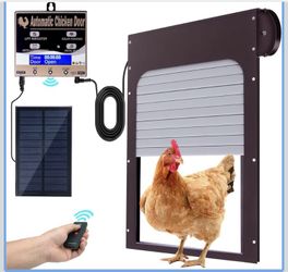 Automatic Chicken Coop Door Solar Powered - Remote Control/Timer/Light Sensor 3 Modes, Anti-Pinch Safety System with LCD Display & Auto Lock