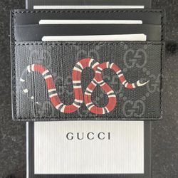 Men’s Gucci Cardholder Black Snake GG Monogram Wallet Authentic
