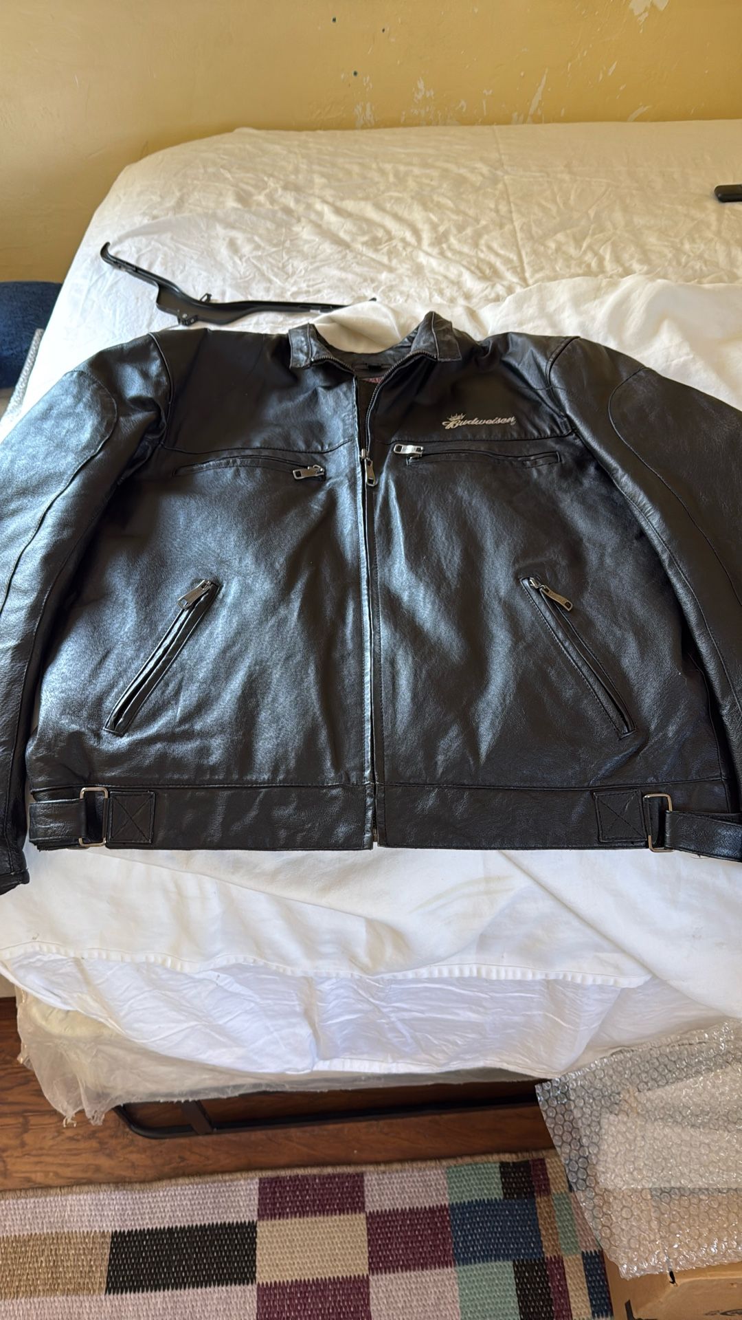 Leather Budweiser Motorcycle Jacket