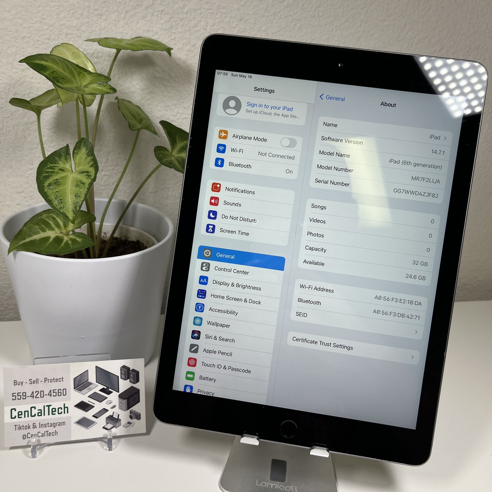 iPad 6th Gen 32gb Wifi 82% 🔋 Health In Good Condition. Volume Down Button