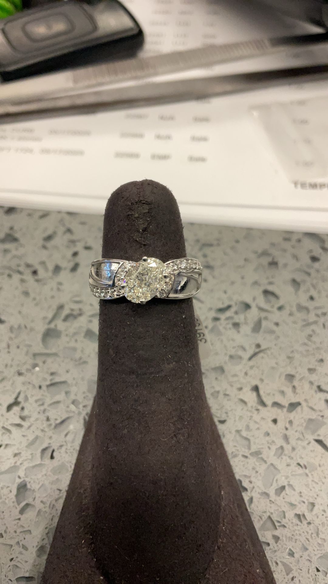 14KT White Gold Engagement Ring W/ Natural Oval Cut Diamond 39733-1