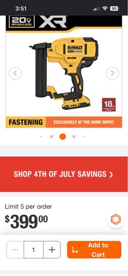 DeWalt 20V Max XR 18GA Brushless Narrow Crown Stapler