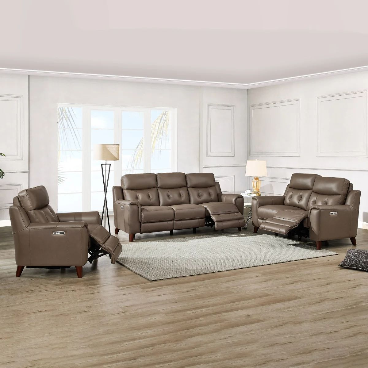 Prospera Home Malibu 3-piece Leather Power Reclining Set with Power Headrests – Sofa, Loveseat, Recliner (MSRP $6999)