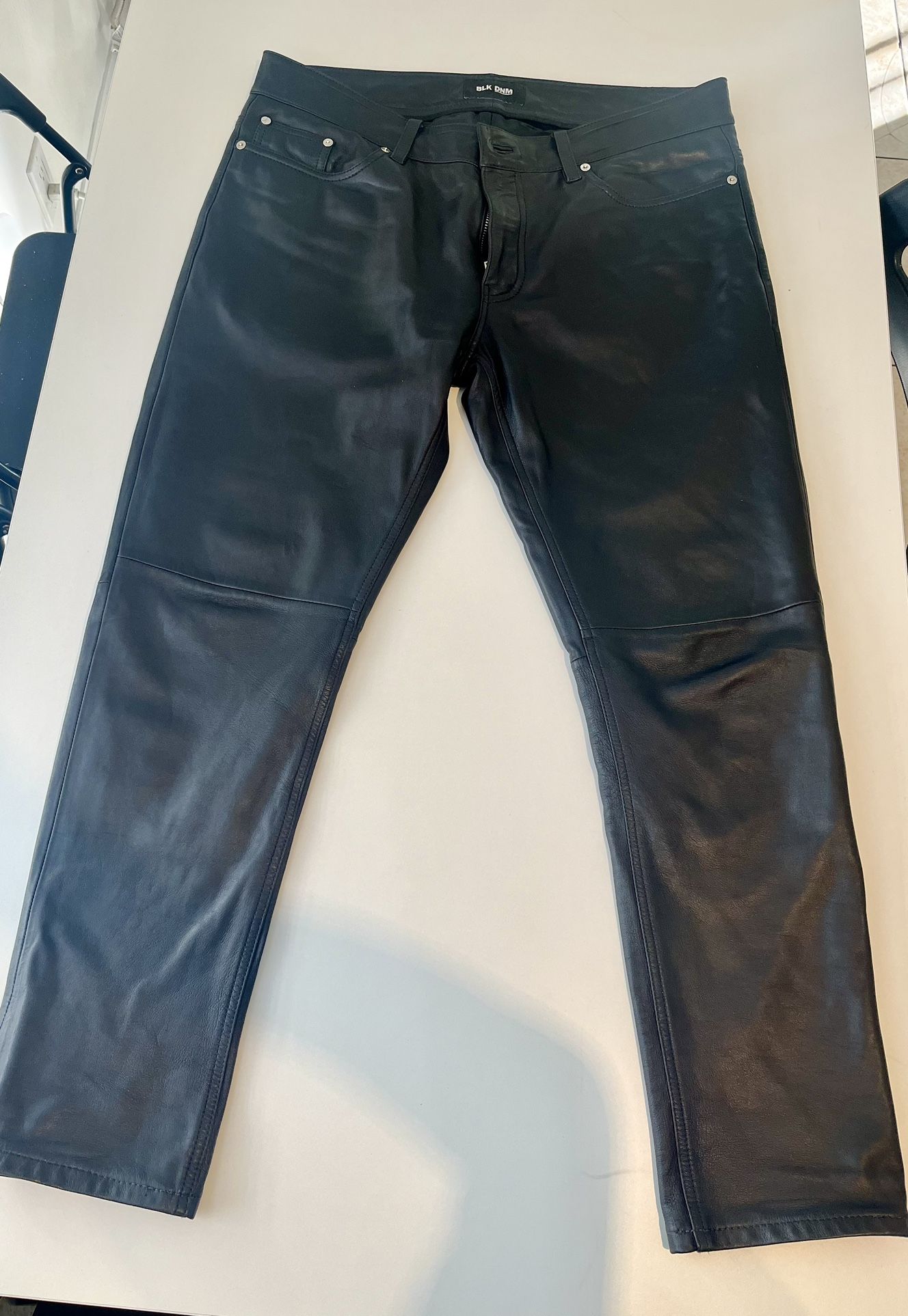 Mens Real Leather Pants BLK DNM