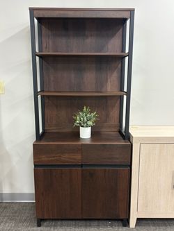 72" Tall Modern Bookcase, 3-Tier Wood Bookshelf with Storage Cabinet, Adjustable Shelves, Metal Base, Freestanding Floor Shelf for Home Office, Living