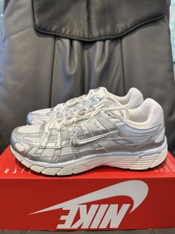 Nike Womens P-6000 White Metallic Silver BV1021-106 Women Size 9