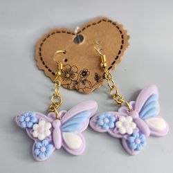 Handmade Purple Butterfly Earrings 