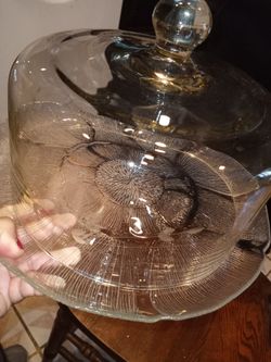 Princess House glass cake dome cake stand with lid Heritage design