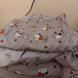 snoopy bed cover and one pillow case 