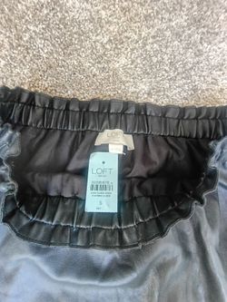 LOFT Outlet Black Faux Leather Skirt Petite Small