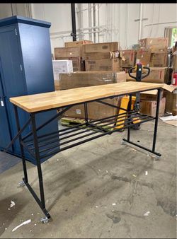 Assembled new 68" Folding Workbench with 1.5" Hardwood Butcher Block Top, Heavy Duty 2000 LBS Garage