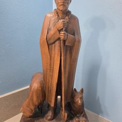Vintage 1954 Hand-Carved German Shepherd & Animals Folk Art Statue – 17” Tall
