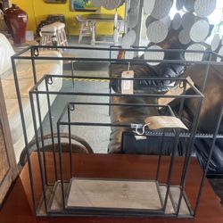 Shelves: Set Of 3 Small, Med, Large Black Metal Frames Shelves SKU 7CY3DU 
