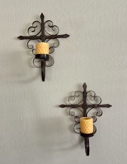 2 Metal Wall Scones Approx 10”W x 14”L