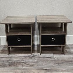 2 Furinno

French Oak Grey and Black Storage End Table

