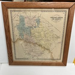 Framed Civil War Era Lancaster Pennsylvania Plan