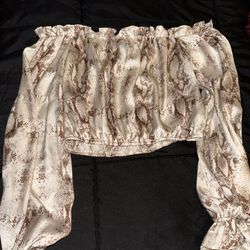 Snake Print Off The Shoulder Top