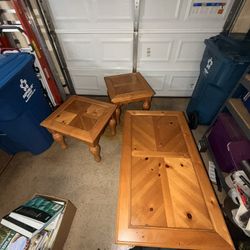 3 Piece Wooden Living Room Table Set