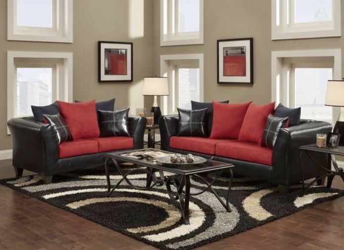 New red couch and love seat!