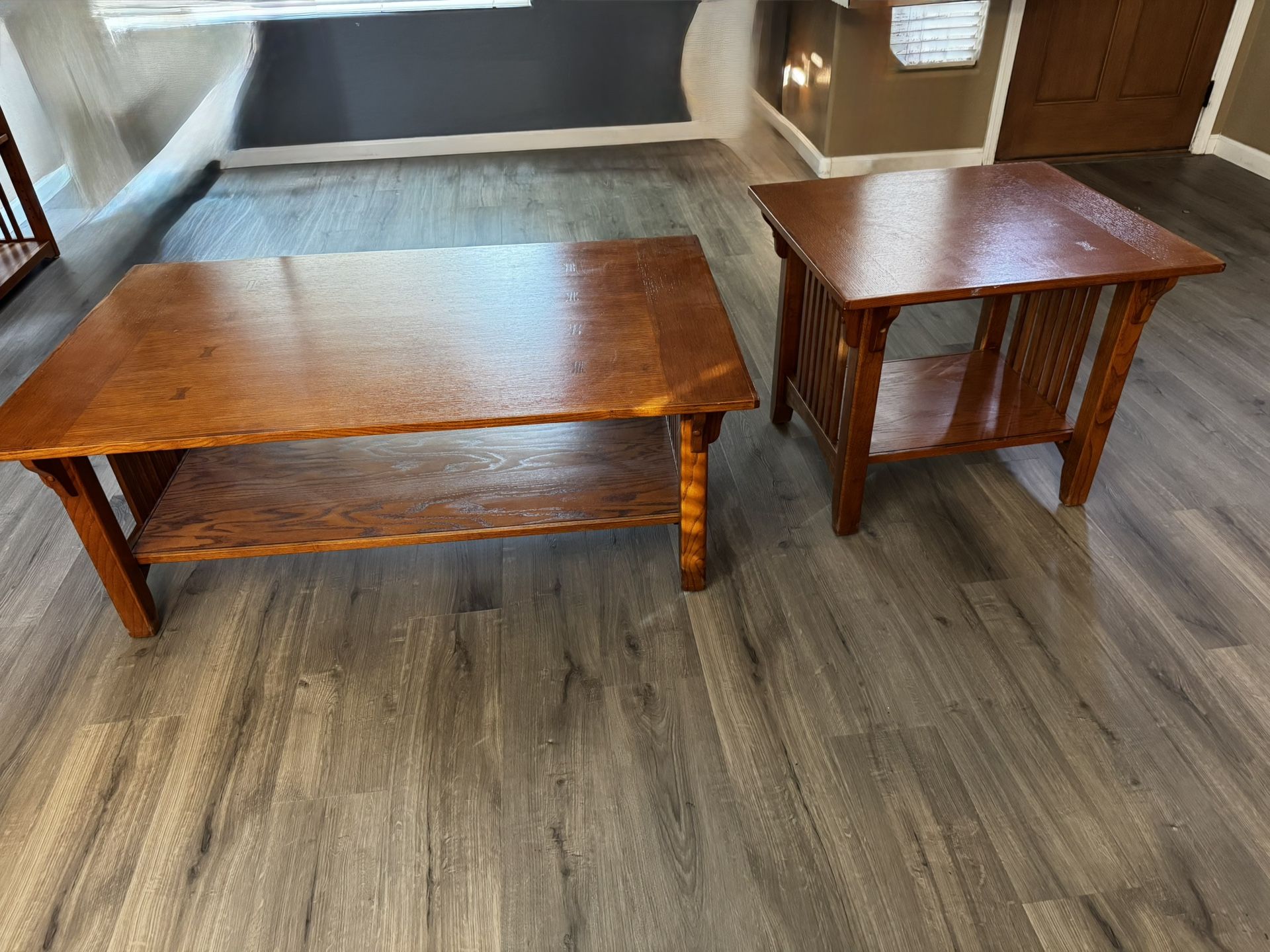 Mission Style Coffee Table And End Table