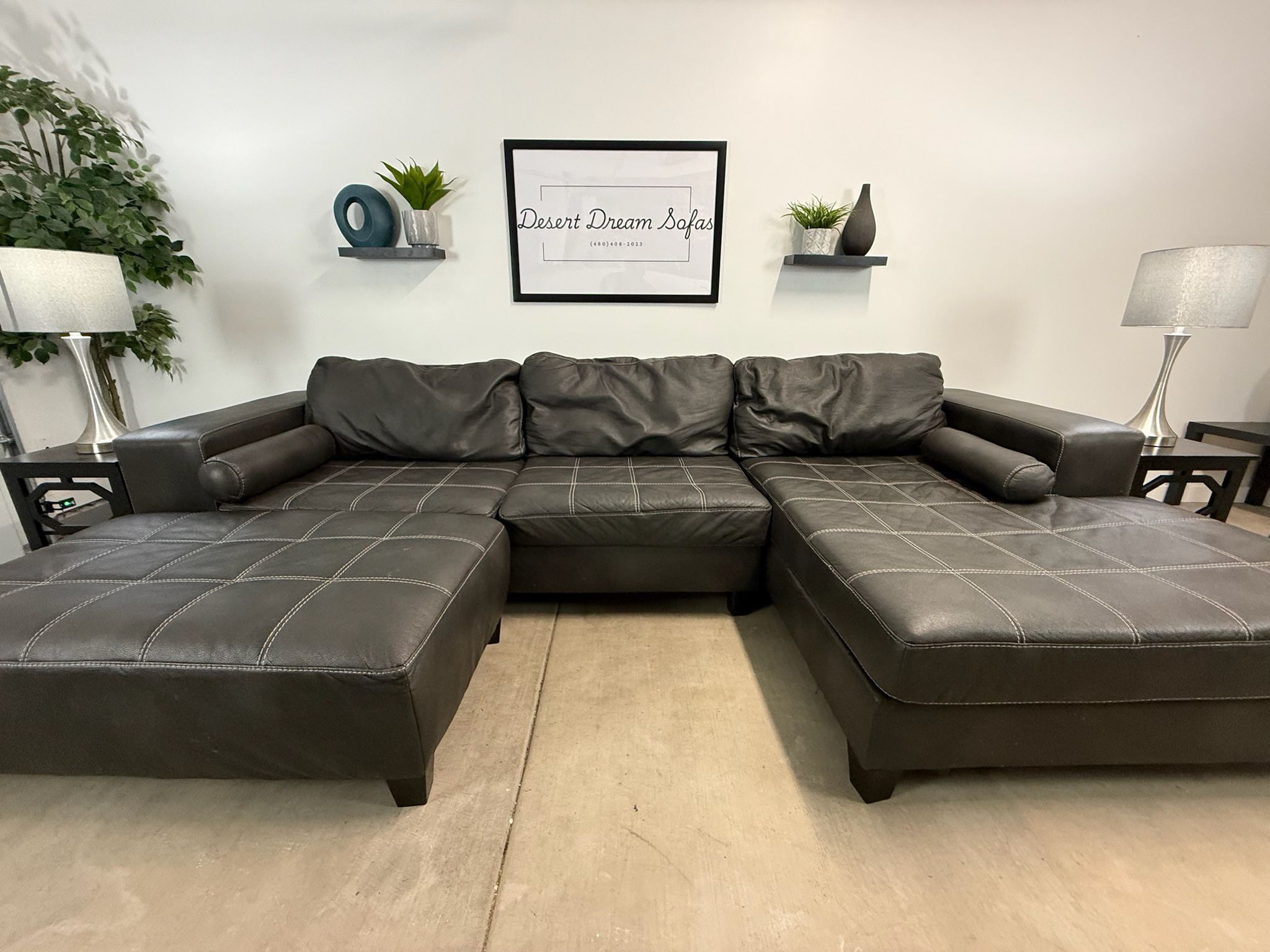 American Furniture Warehouse Two Piece Sectional with Ottoman