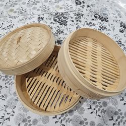 Brand New 9.5in bamboo 2 tier steamer basket
