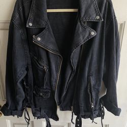 Free People Black Denim Jacket