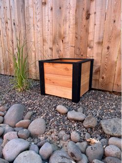 Modernw Cedar Planter Box – Handmade with Black Accent Trim