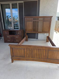Queen bed frame with dresser