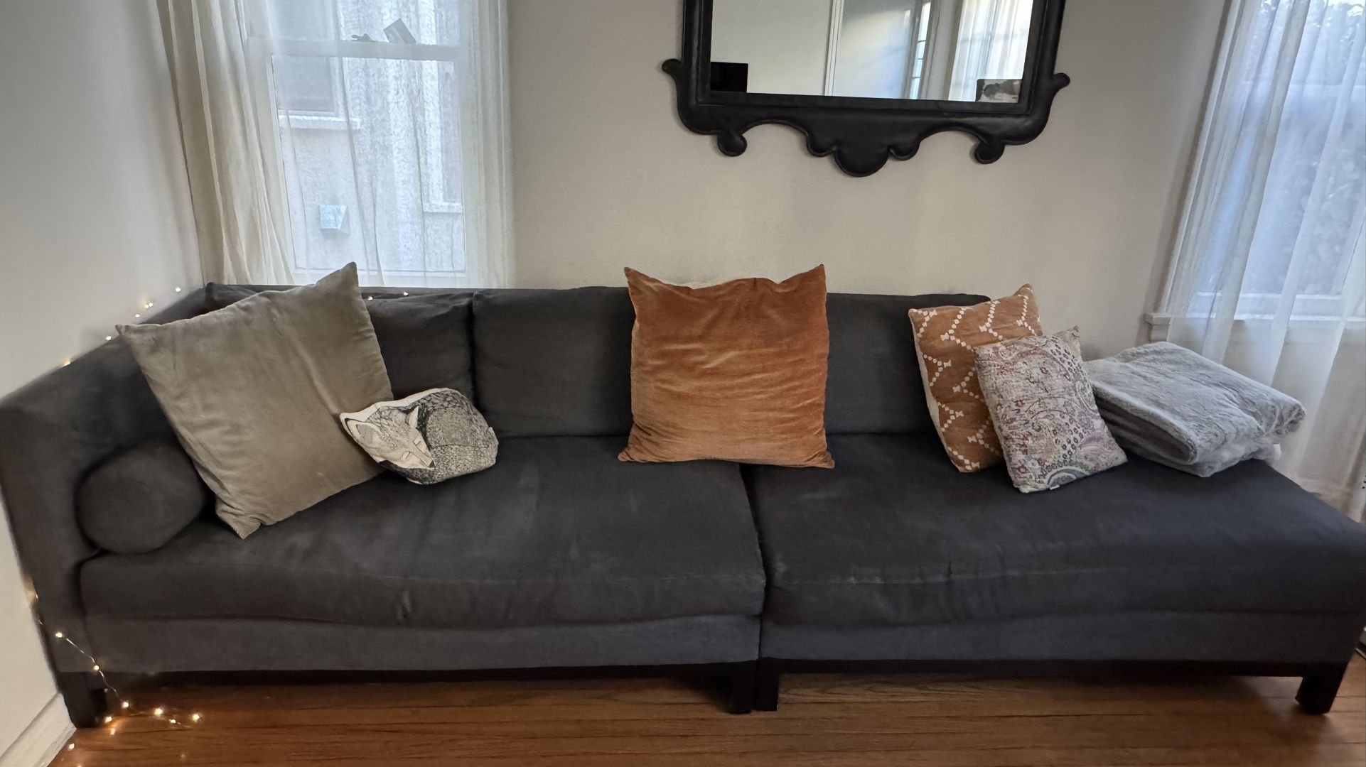 Modern Deep-Seat Charcoal Sofa – Extra Comfy, Great Condition