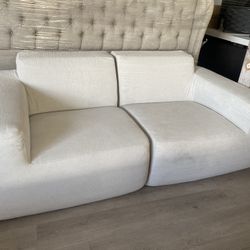 Modern Small Boneless Couch Convertible Modular Sectional Sofa ,  Memory Foam Cozy Modular Cloud Couch, No Assembly, light grey