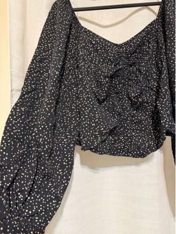 Polka dot long sleeve crop