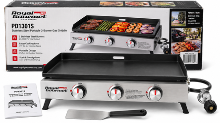 NEW Royal Gourmet PD1301S 3-Burner Portable Gas Griddle