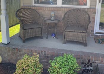 Set of 2 Porch Set Chairs with Footstools and Table