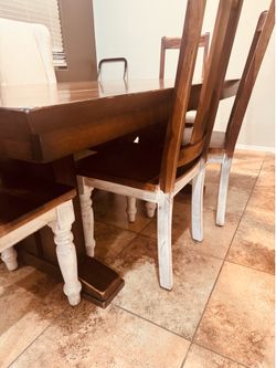 Two-Tone Wooden Dining Table and Chairs Set