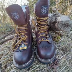 New Brown Steel Toe Waterproof Georgia Work Boots.  Size 10..5W 