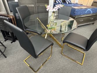 NEW! Black/Gold 5PC Dining Set
