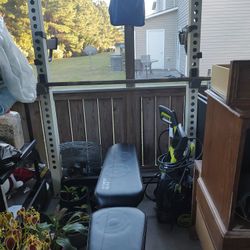 ADJUSTABLE WORKOUT BENCH & BAR 