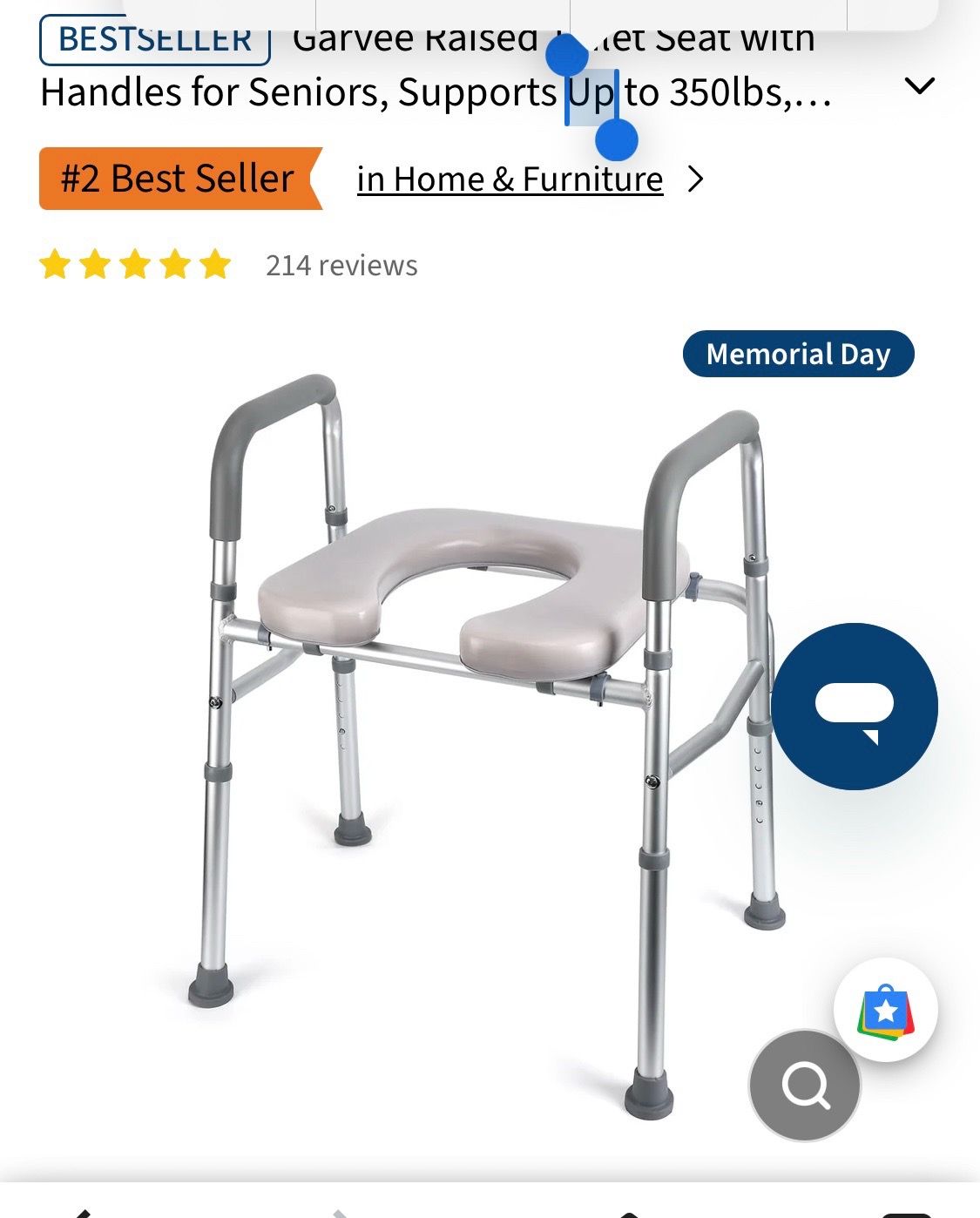 Raised Toilet Seat w/handle Adjustable