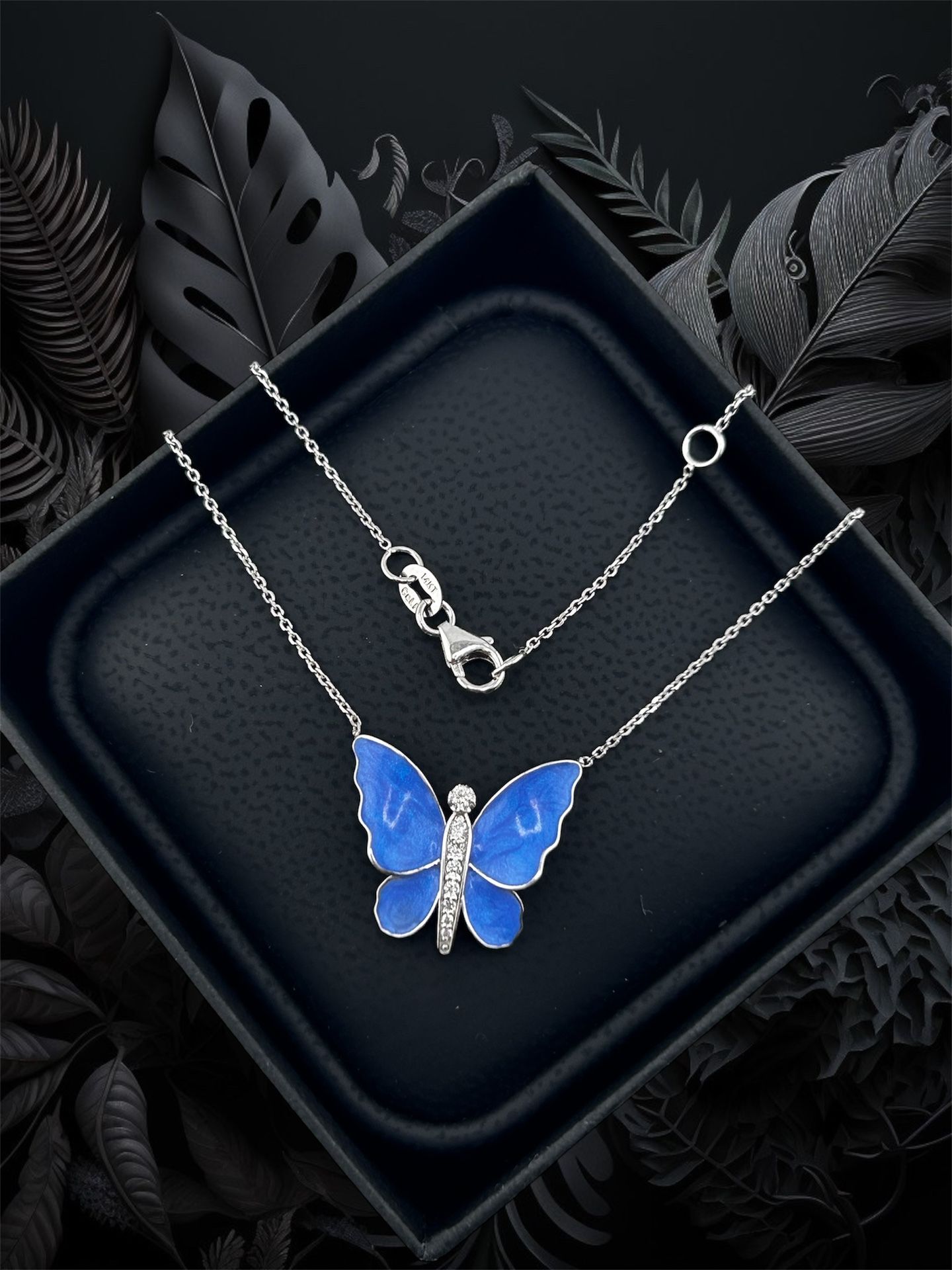 Butterfly Necklace In 14k White Gold For Gift