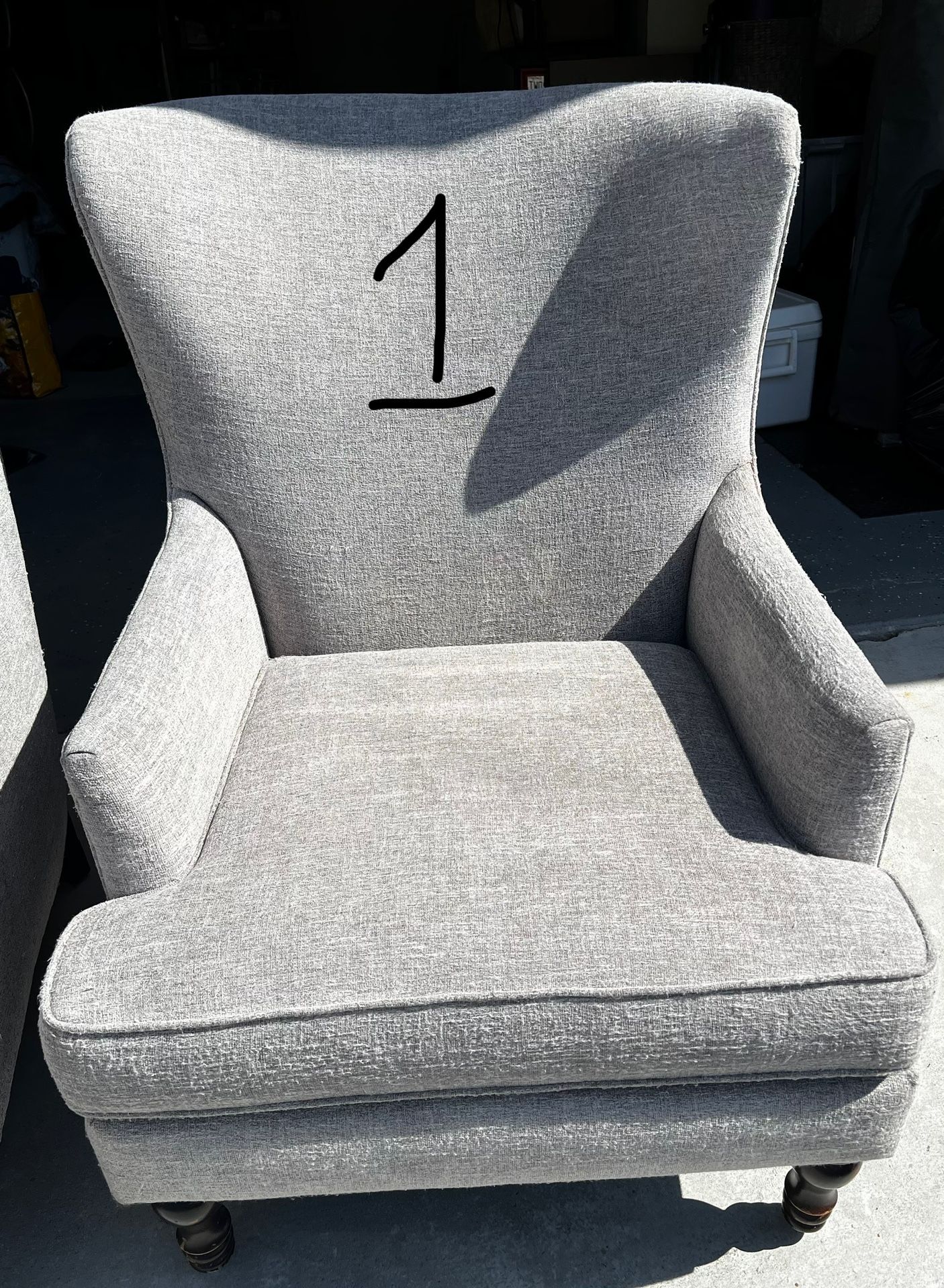 2 Grey Wingback Chairs