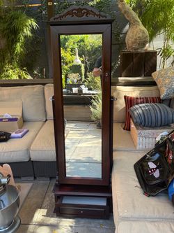 Beautiful Full-Length Standing Mirror with Secret Jewelry Organizer.