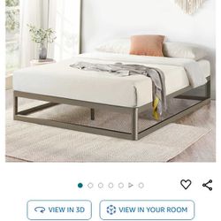 Queen Metal Platform Bed. No Box Spring required. Mattress  Sold Separately.