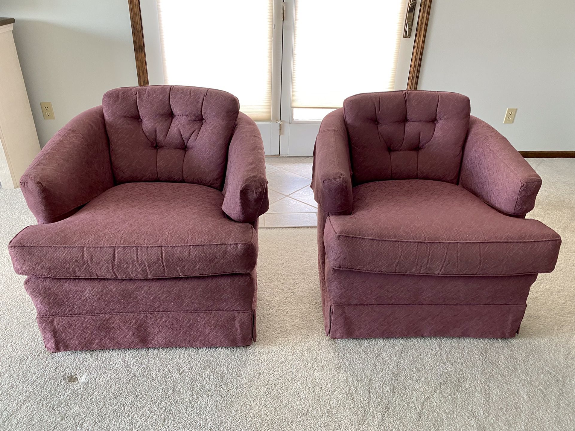 Two Accent Chairs Plum In Color  