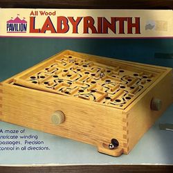 VIintage 1987 Pavilion All Wood Labyrinth Board Game With 2 Balls